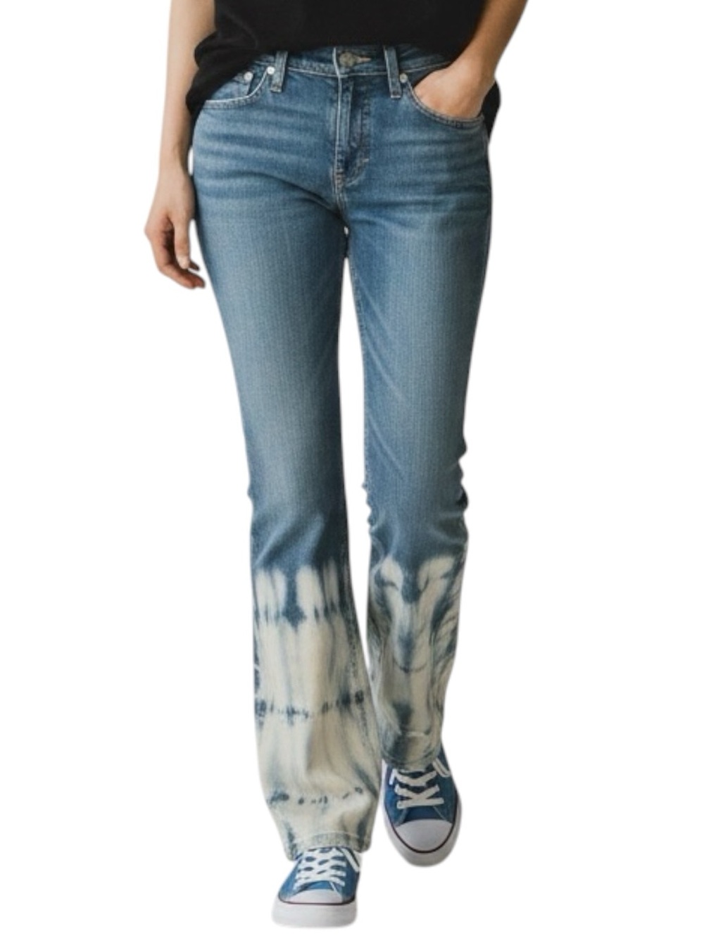Levi’s Superlow Blue Cream Up-Cycled Tie Dye Flare Boho Jeans Size 3 S